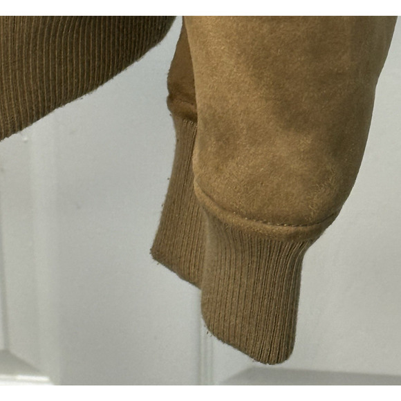 Zara Men's Faux-Suede Soft Tan and Cream Sherpa Lined Soft Bomber Jacket Size L - Picture 4 of 16